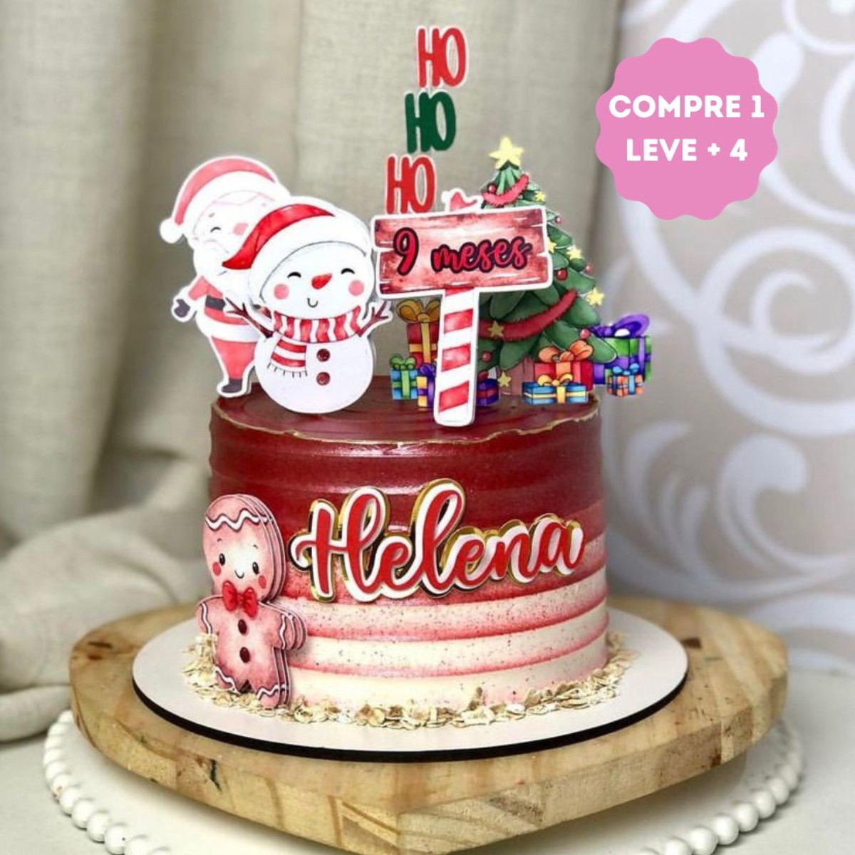 Arquivo de Corte Topo de Bolo Natal Aquarela