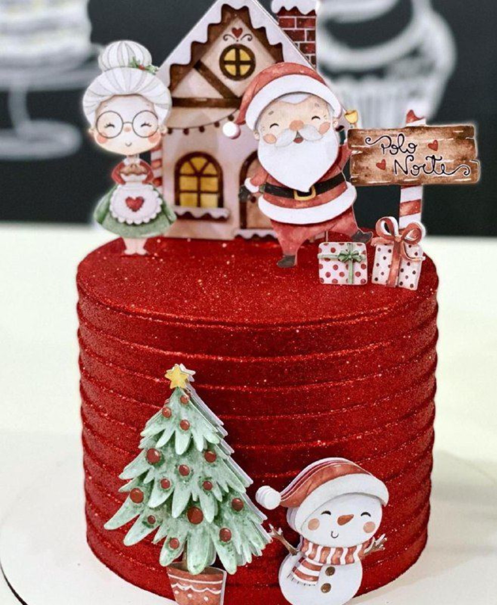 Arquivo de corte topo de bolo NATAL Aquarela