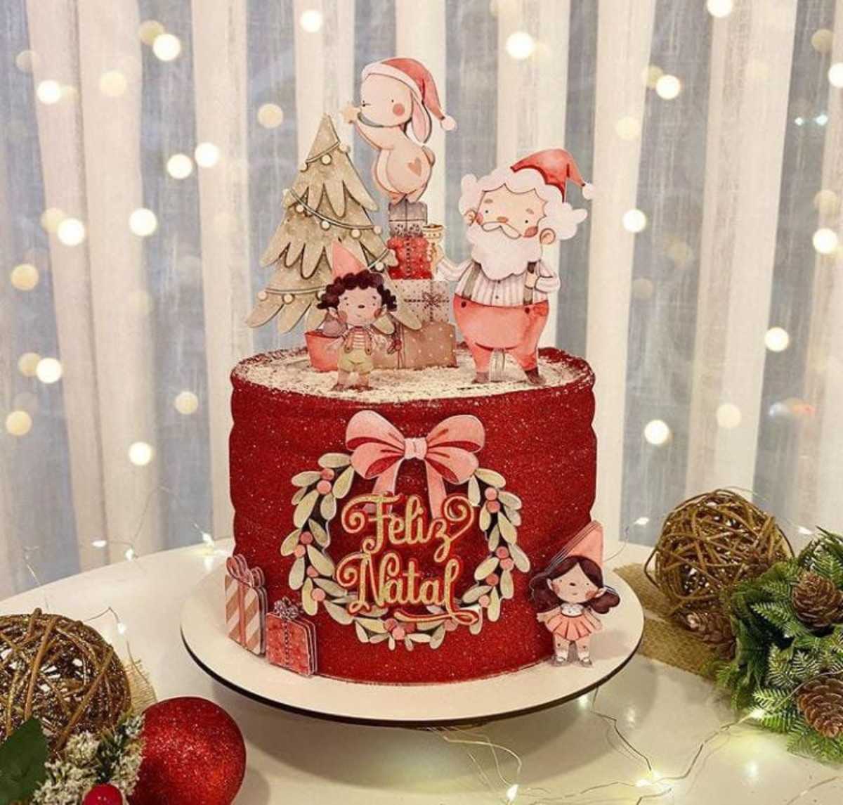 Arquivo de Corte Topo de Bolo Natal Aquarela