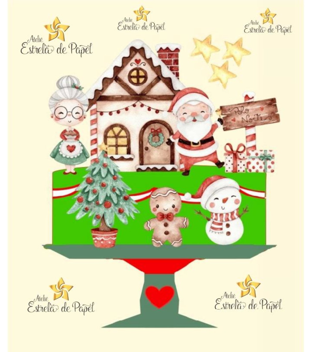 Arquivo de corte topo de Bolo Natal Aquarela 1 - Imagem 2