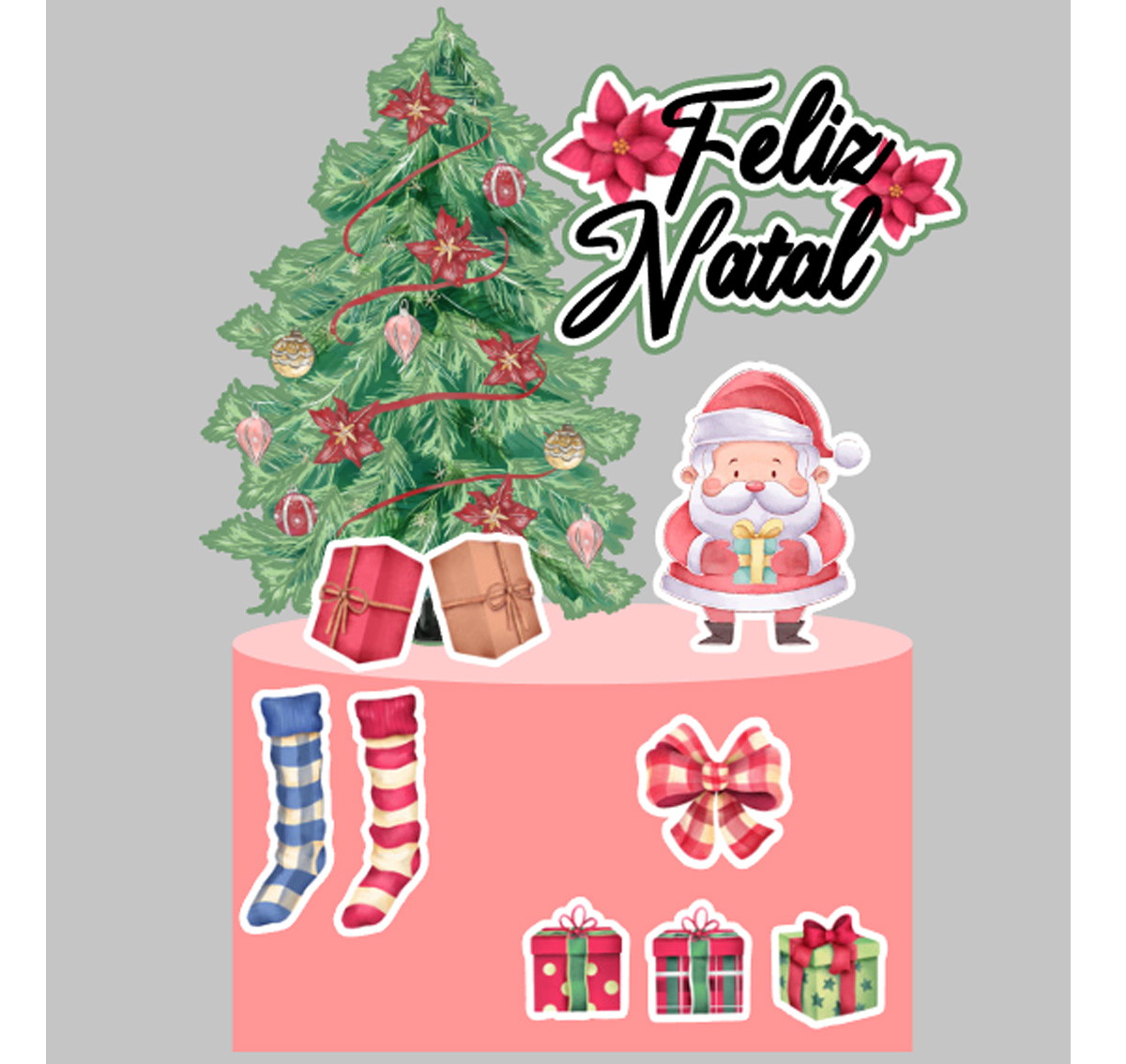 Arquivo de Corte Topo de Bolo Natal Aquarelado -Studio e PDF