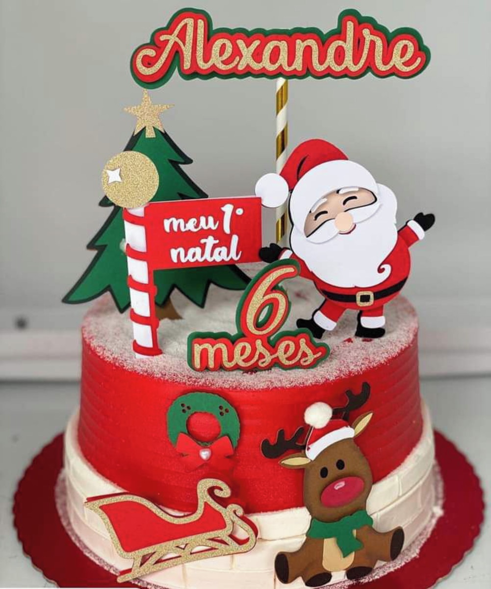 Arquivo de Corte Topo de Bolo Natal - Camadas #2256 Studio