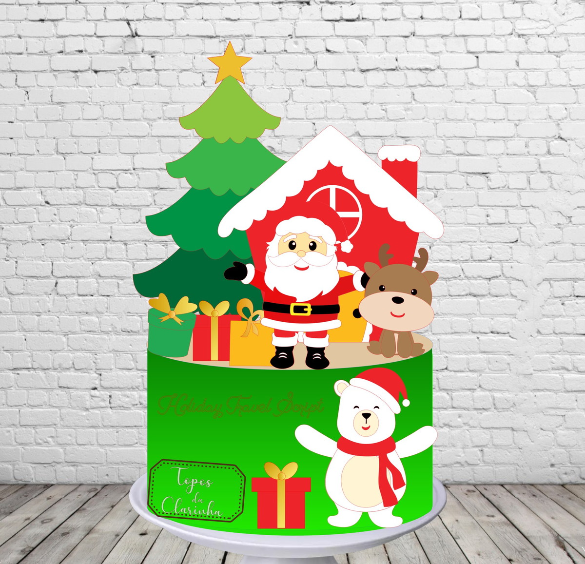 Arquivo de Corte topo de bolo natal camadas