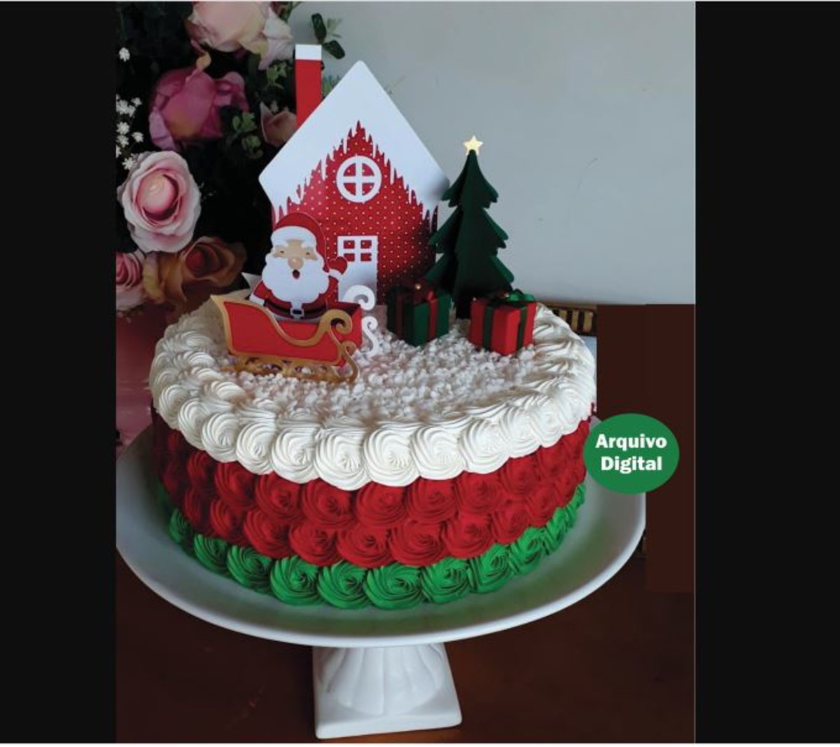 Arquivo de corte Topo de bolo Natal em camadas-COD.064