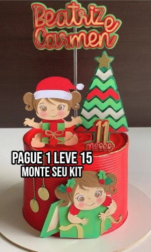 Arquivo de Corte Topo de Bolo Natal Menina Studio+14