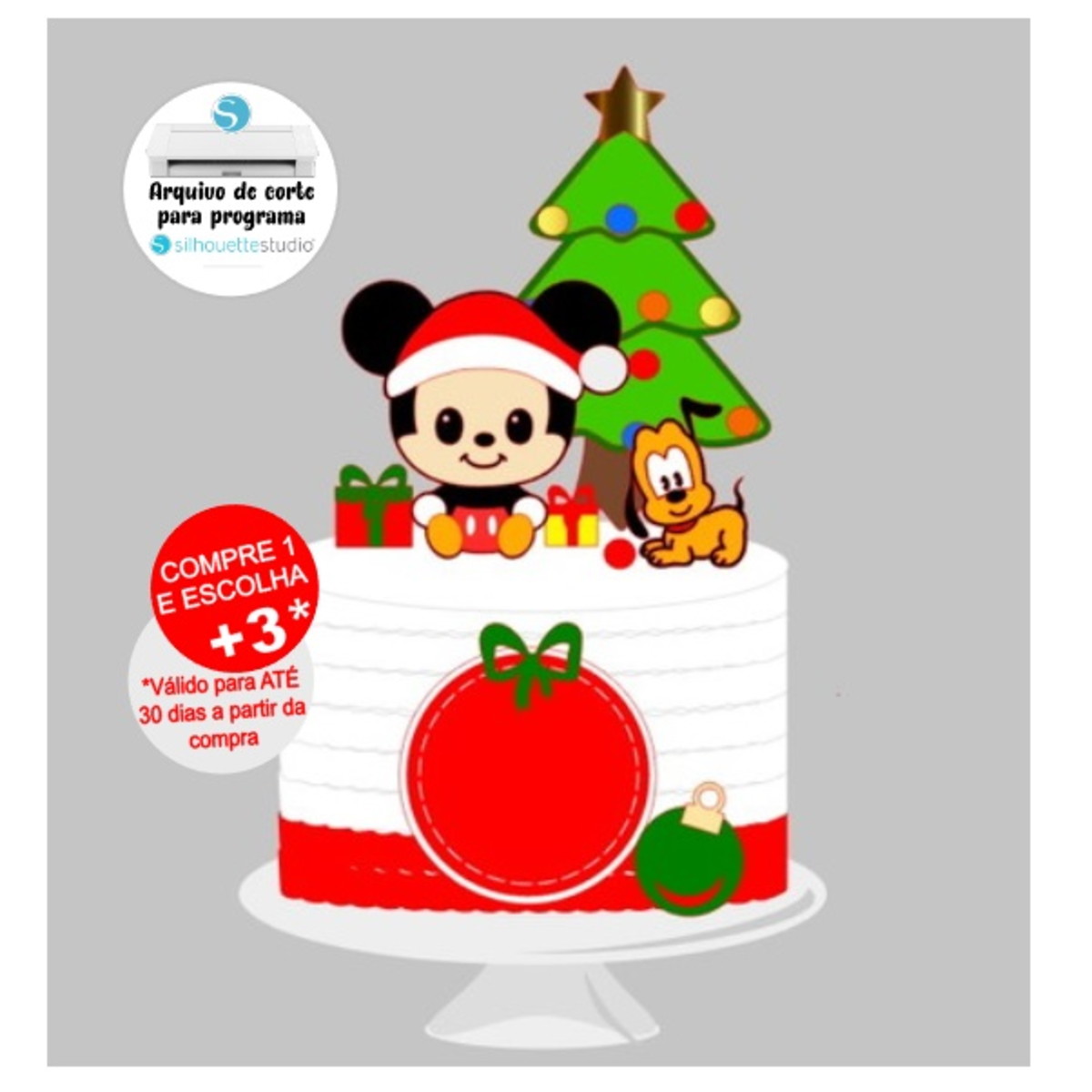 Arquivo de Corte Topo de Bolo Natal Mickey Cute