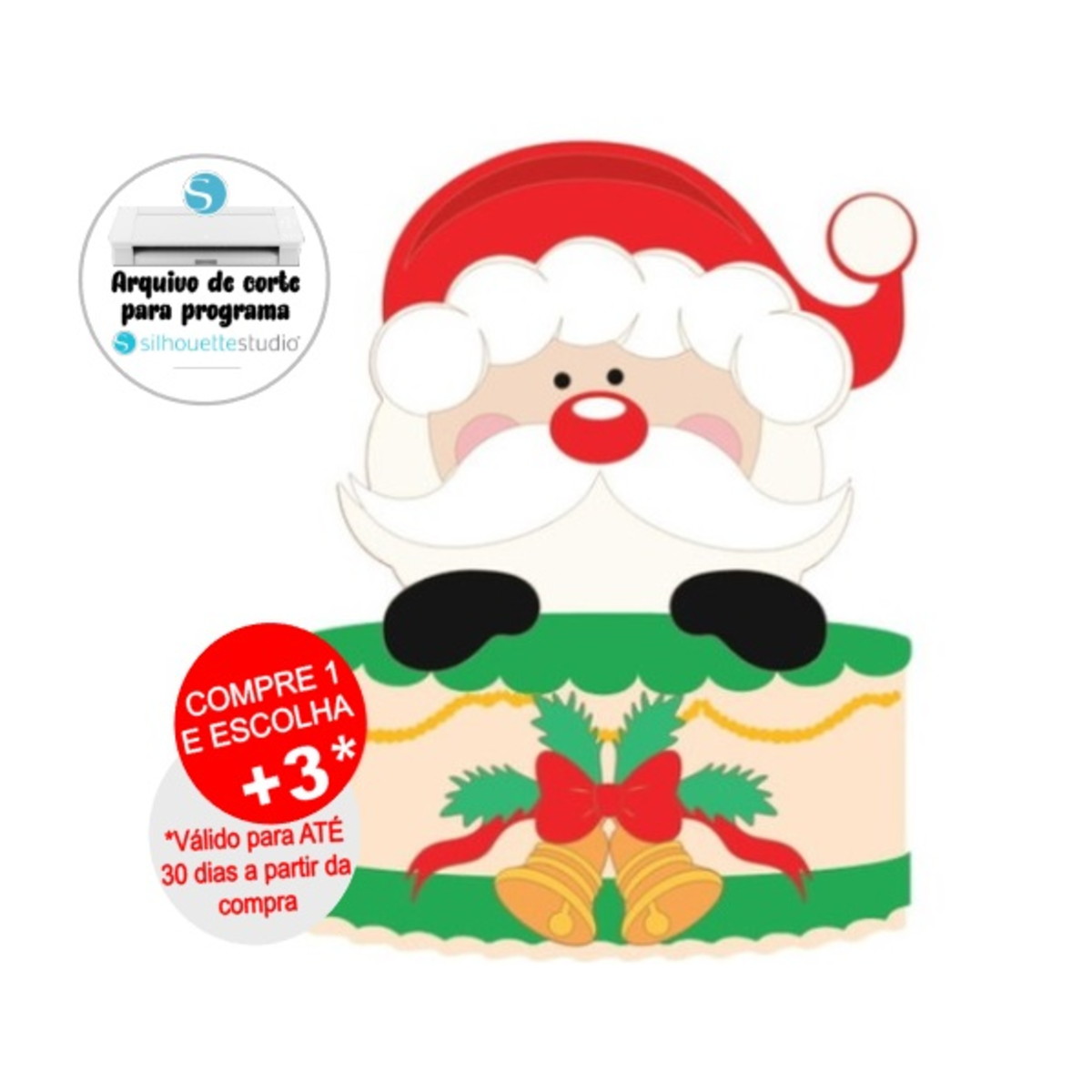 Arquivo de Corte Topo de Bolo Natal Papai Noel
