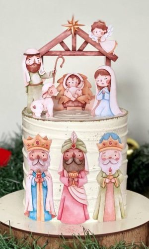 Arquivo de Corte Topo de Bolo Natal Presépio Aquarelado