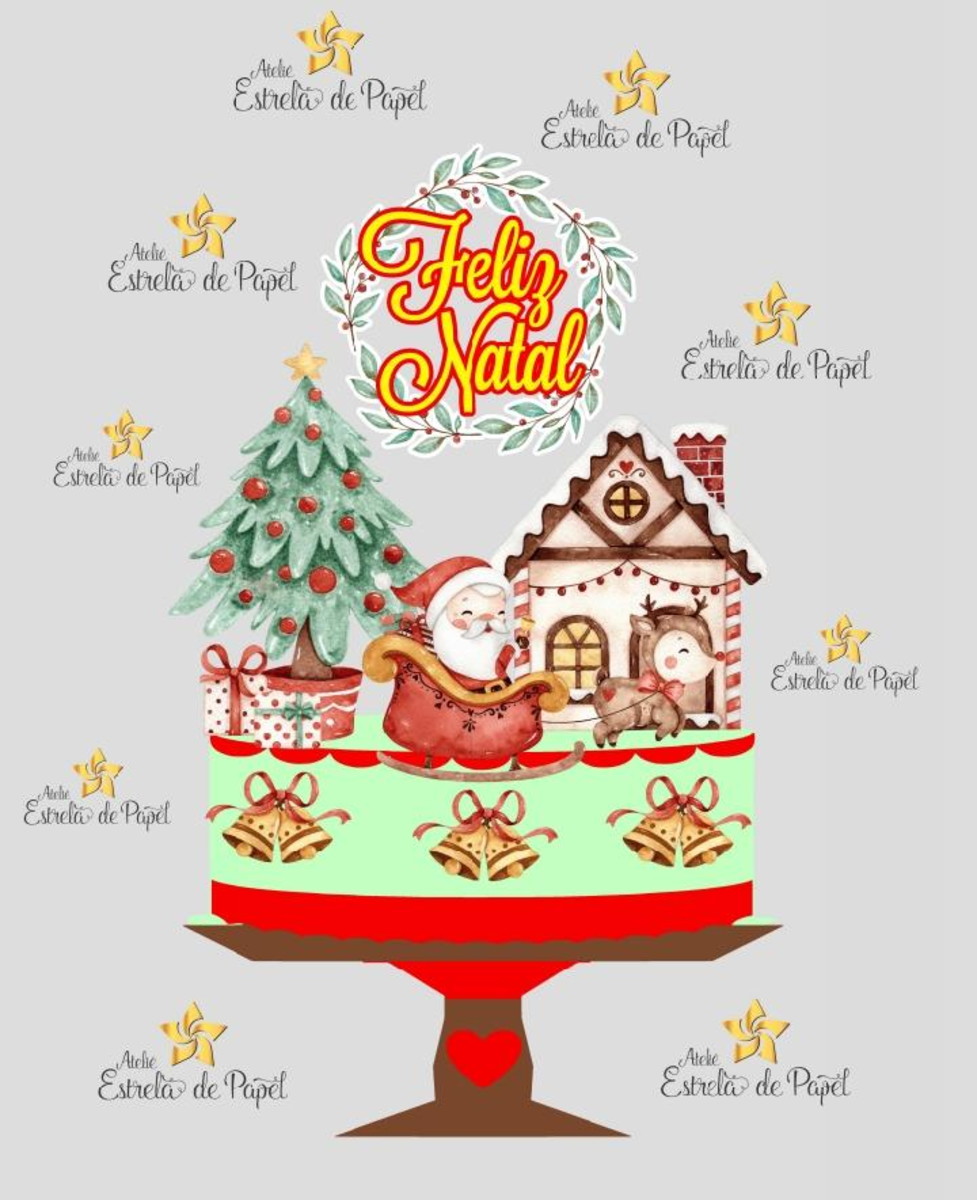 Arquivo de corte topo de Bolo Natal Aquarela 2 - Imagem 2