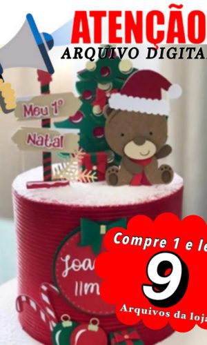 Arquivo de Corte Topo de Bolo - Natal Ursinho 01