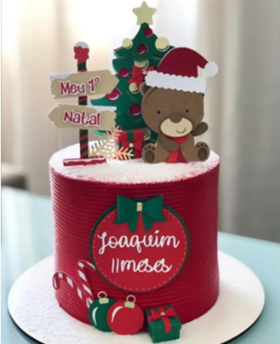 Arquivo de Corte Topo de Bolo - Natal Ursinho 01 - Imagem 2