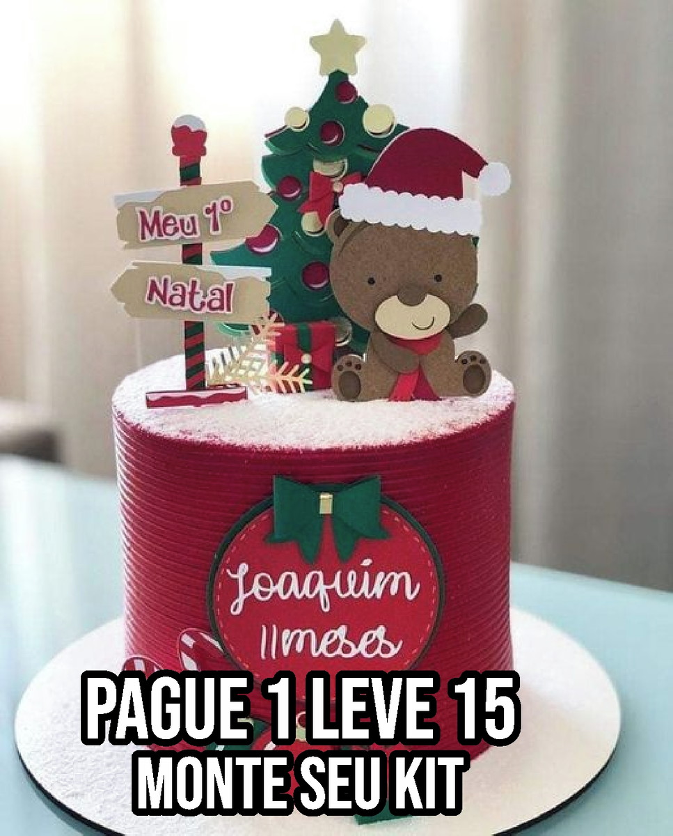 Arquivo de corte Topo de bolo Natal Ursinho STUDIO +14 ARQUI