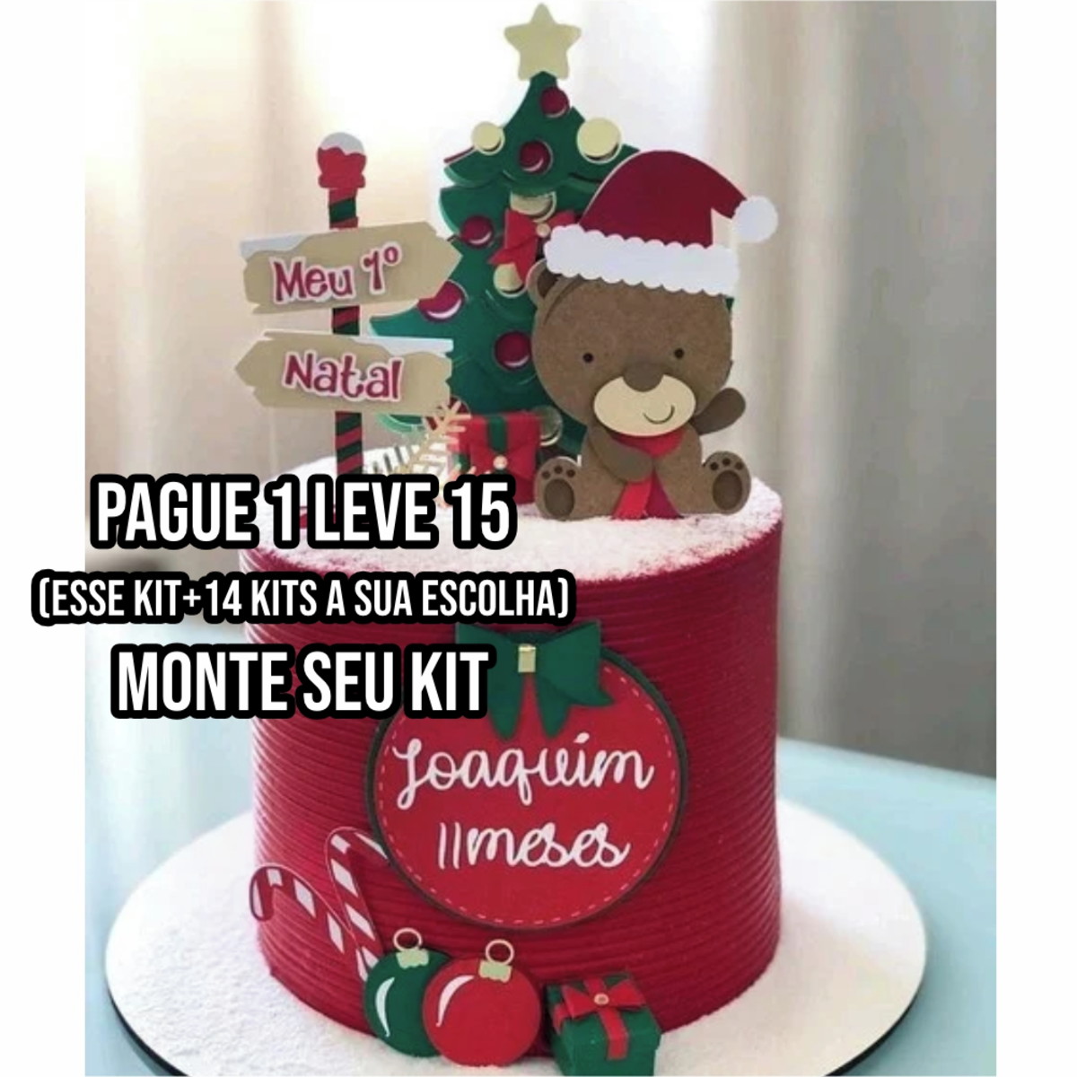Arquivo de corte Topo de bolo Natal Ursinho STUDIO +14 ARQUI - Imagem 2