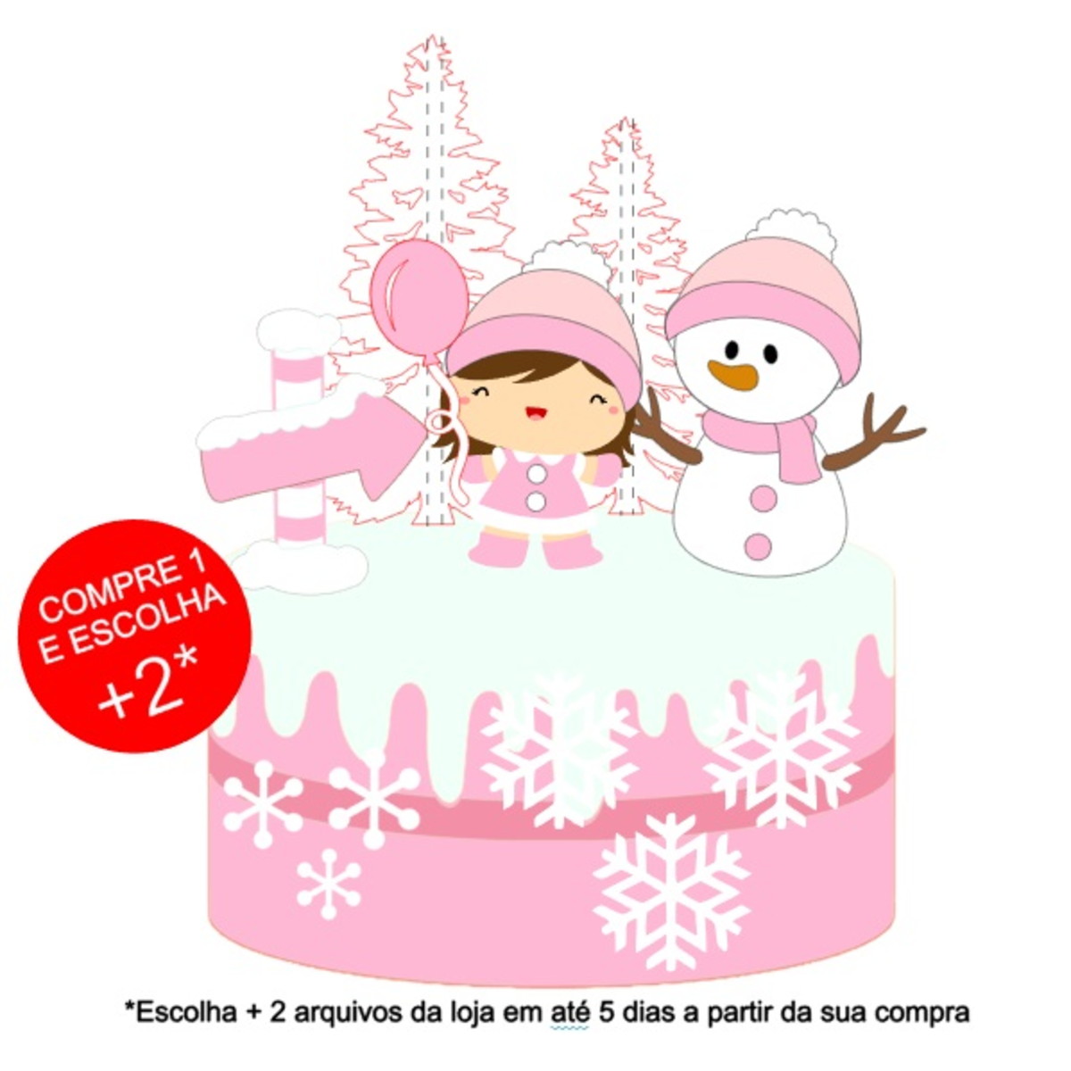 Arquivo de Corte Topo de Bolo Neve Menina