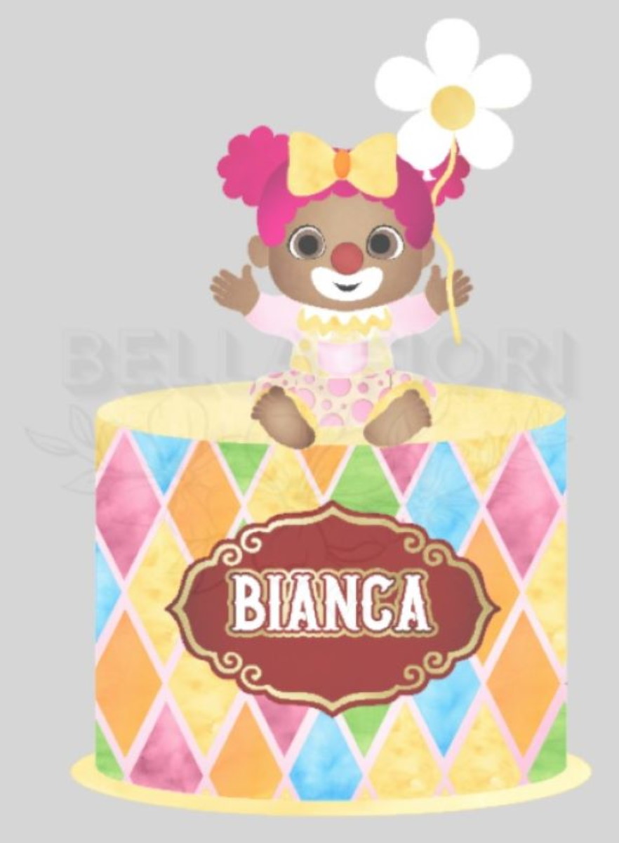 Arquivo de Corte Topo de Bolo Palhacinho Cute - Bf