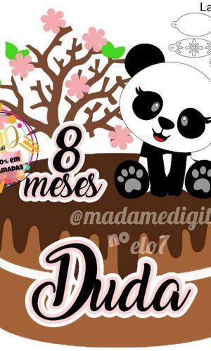 Kit com 5 arquivos de corte:05-PANDA TOPO DE BOLO EM CAMADAS