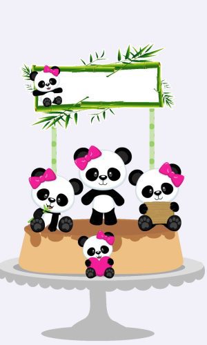 10 Arquivos Por R$ 10,00 Topo de Bolo Panda Menina
