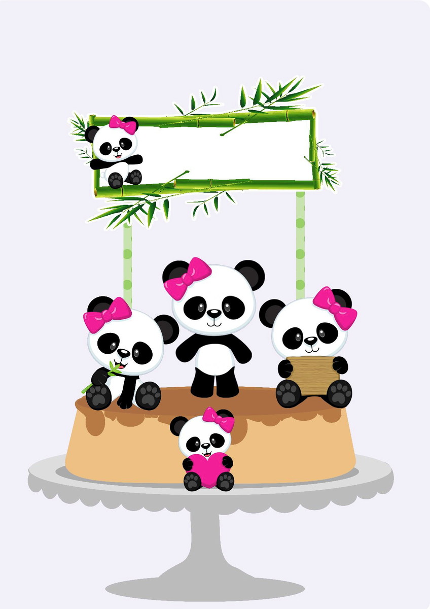 10 Arquivos Por R$ 10,00 Topo de Bolo Panda Menina
