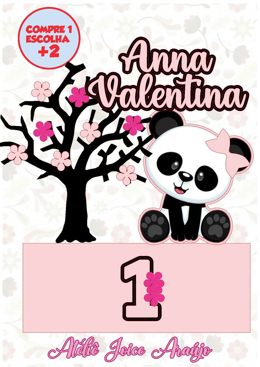172 - Arquivo de Corte Topo de Bolo Panda Fofo