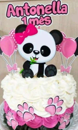 Arquivo de Corte Topo de Bolo Panda Rosa Studio