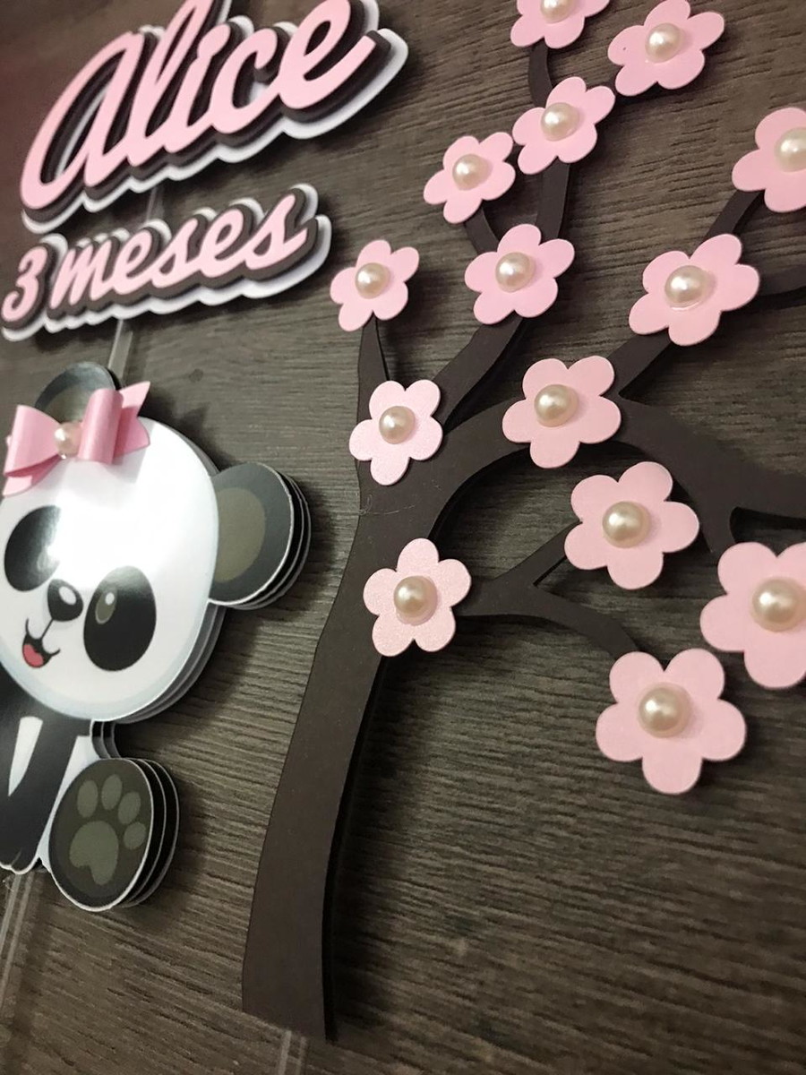 Arquivo de corte Topo de bolo Panda Rosa + BRINDES - Imagem 2