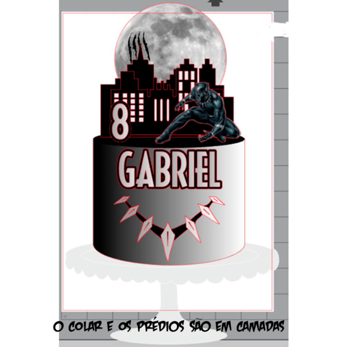 Arquivo de Corte Topo de Bolo Pantera Negra + BRINDE