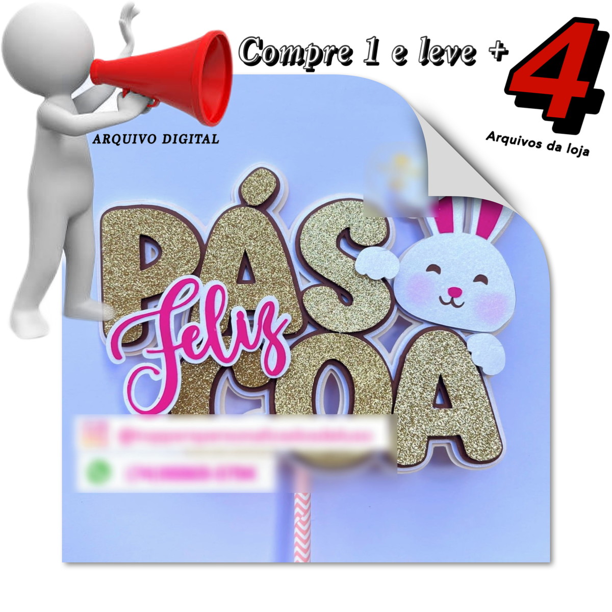 Arquivo de Corte Topo de Bolo Páscoa - 1 - Feliz Páscoa - Imagem 3