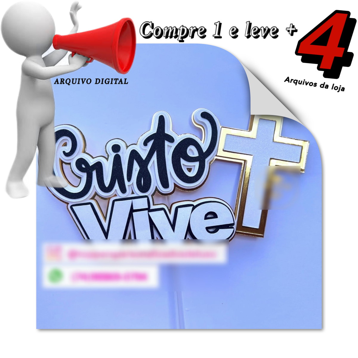 Arquivo de Corte Topo de Bolo Páscoa - 9 - Cristo Vive - Imagem 3