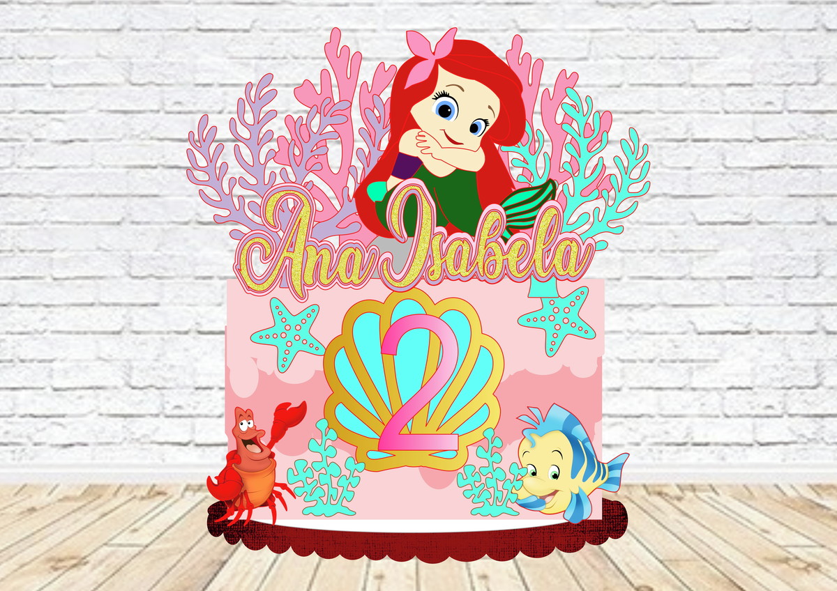 Arquivo de Corte Topo de Bolo Pequena Sereia Cute Studio 002
