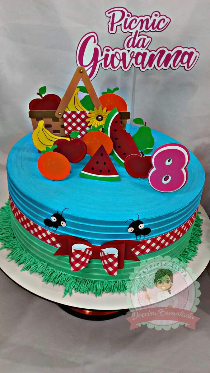 Arquivo De Corte Topo De Bolo Pic Nic Frutas E Formiguinhas - Imagem 2