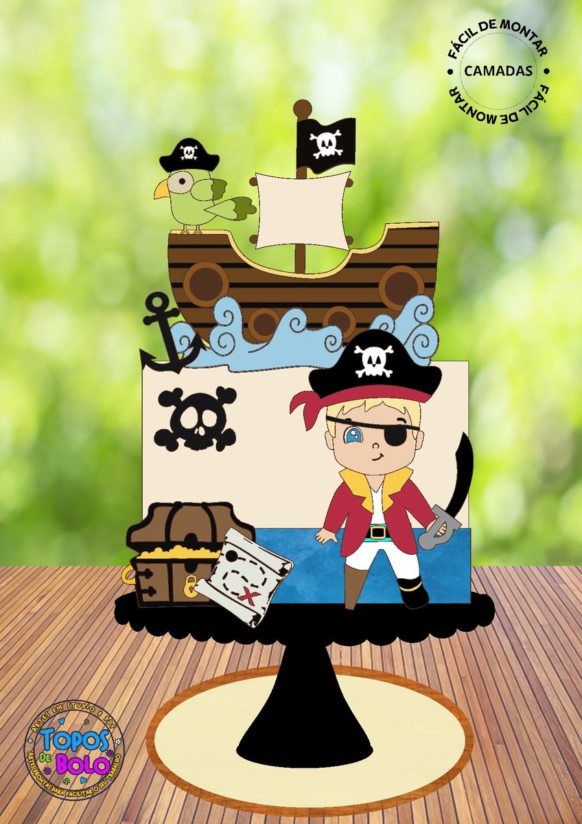 Arquivo de Corte Topo de Bolo Pirata Cute
