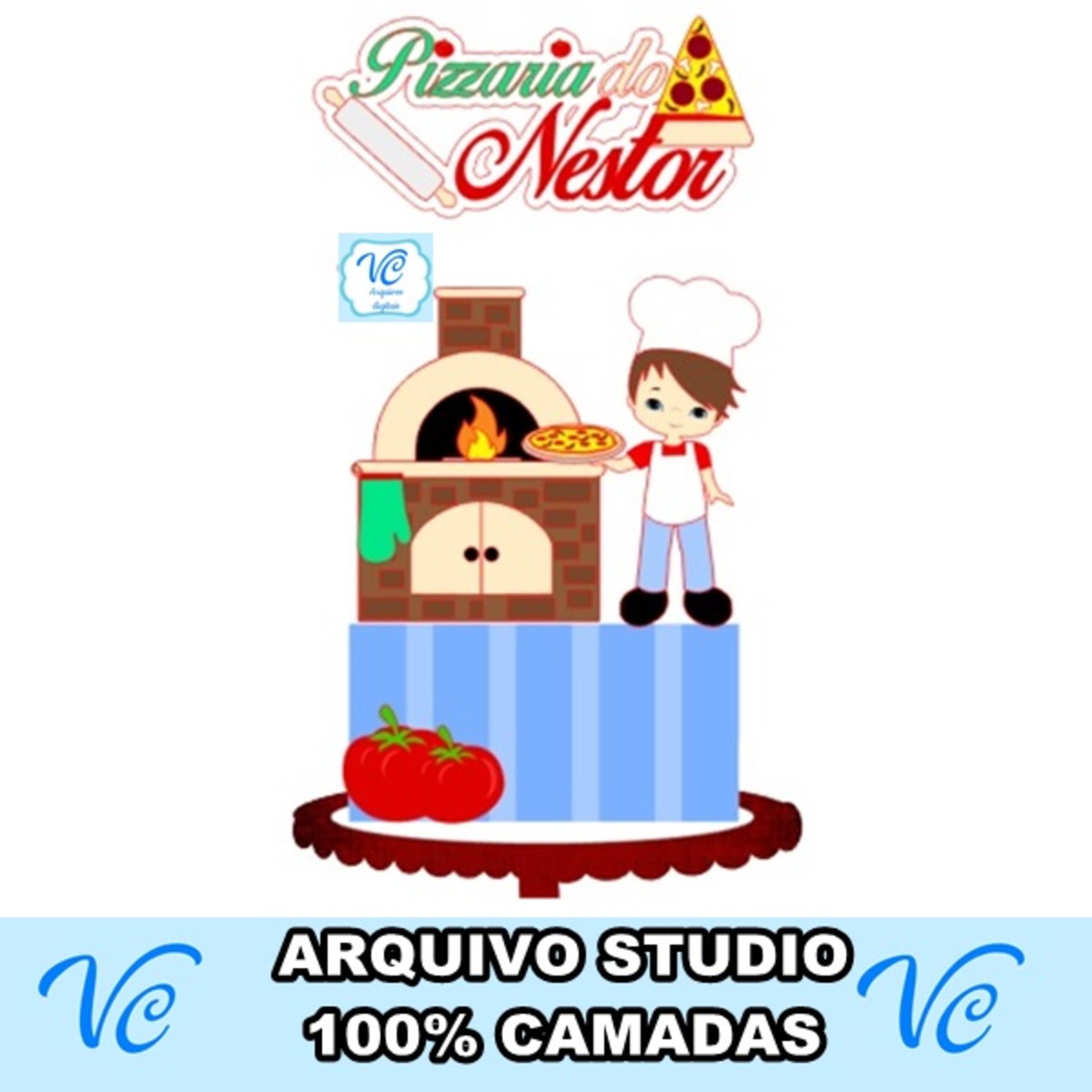 Arquivo de Corte Topo de Bolo Pizzaria - Studio