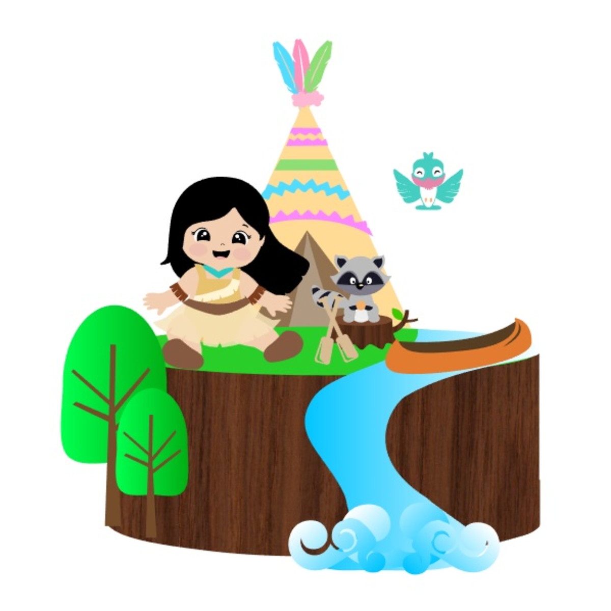 Arquivo de Corte Topo de Bolo Pocahontas Bebê