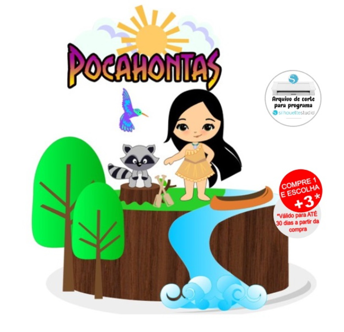 Arquivo de Corte Topo de Bolo pocahontas