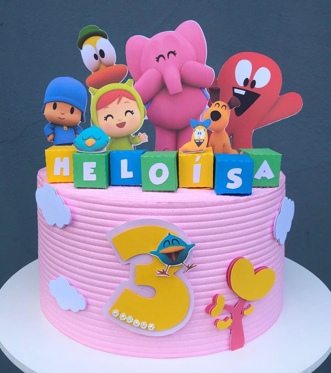 ARQUIVO DE CORTE Topo de Bolo - Pocoyo Rosa - Imagem 3