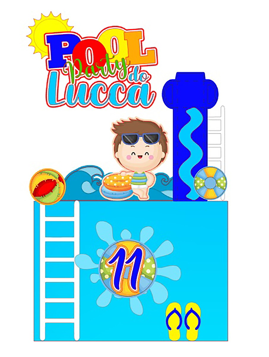 Arquivo de Corte: Topo de Bolo Pool Party Menino 005