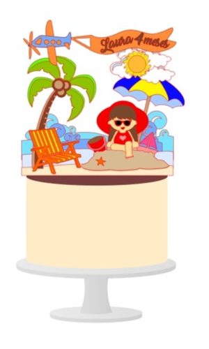 Arquivo de Corte Topo de Bolo Praia Menina