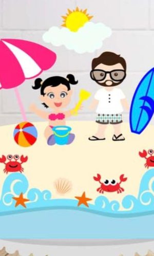Arquivo de Corte Topo de Bolo Praia Menina