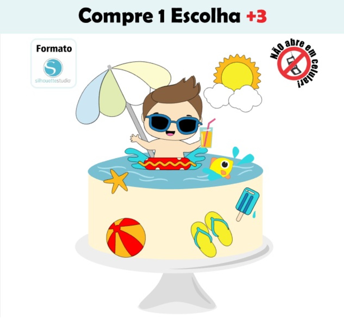 Arquivo de Corte Topo de Bolo Praia - Menino