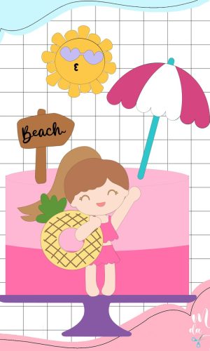 Arquivo de Corte: Topo de Bolo Praia Verão Menina 029