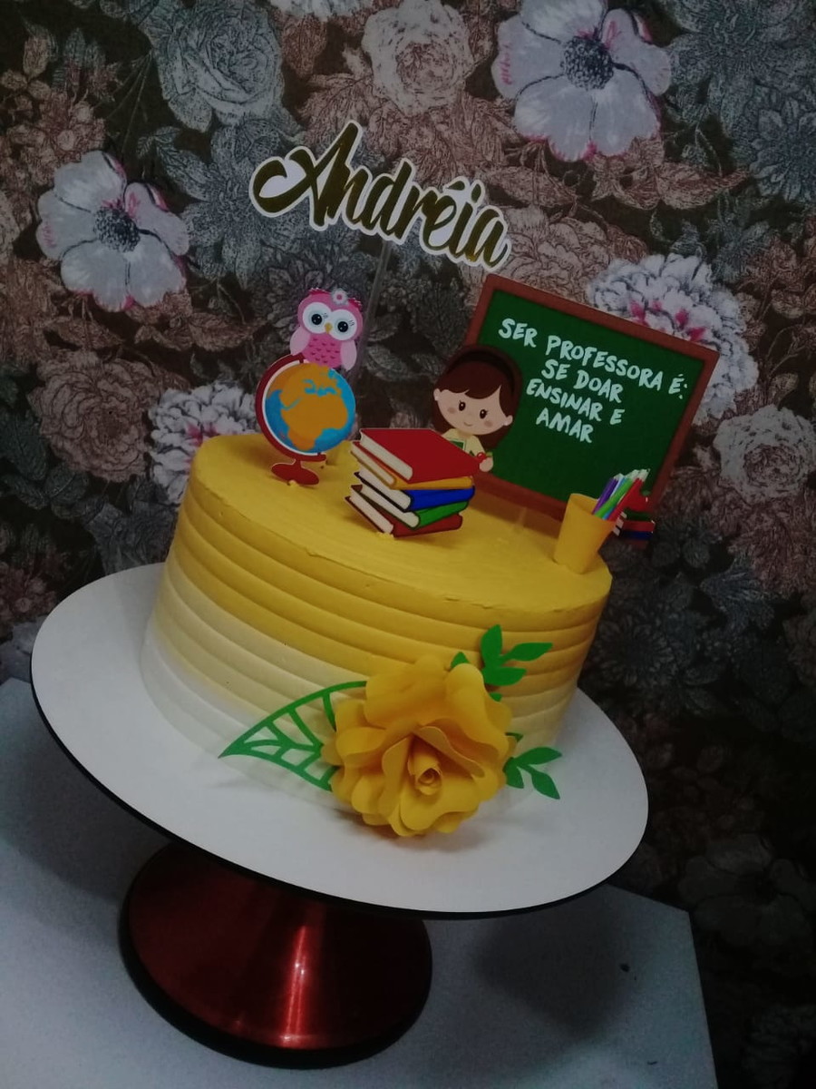 Arquivo De Corte Topo De Bolo Professora Flor