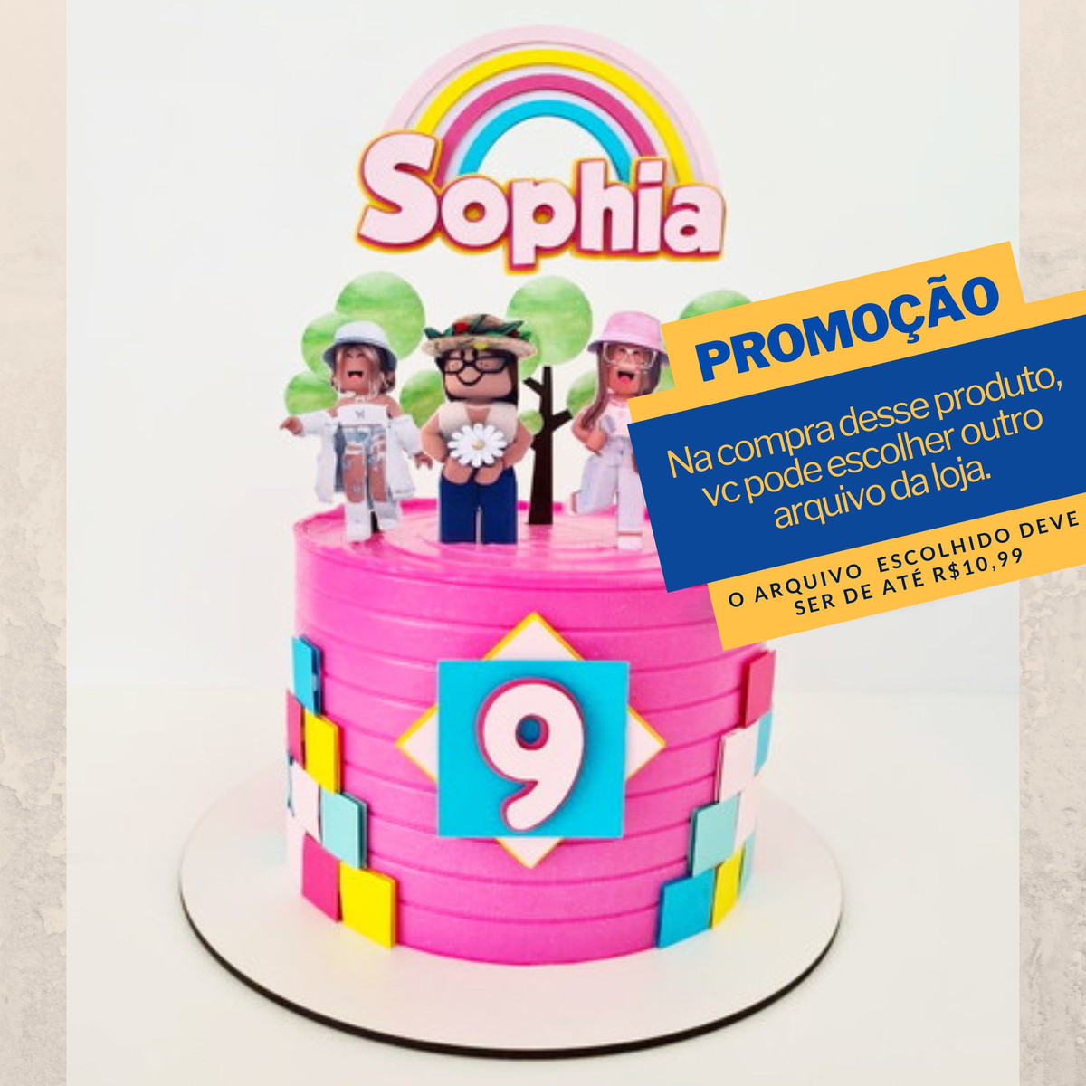 Arquivo de Corte Topo de Bolo Roblox Menina -001c