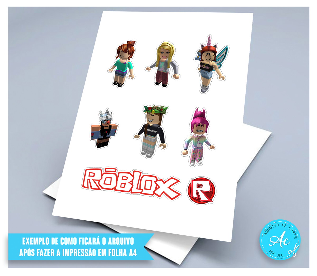 Arquivo de corte topo de bolo Roblox Menina #1 PDF/JPG - Imagem 3