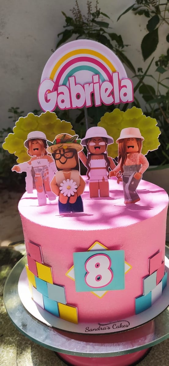 Arquivo de corte topo de bolo Roblox Menina Rosa