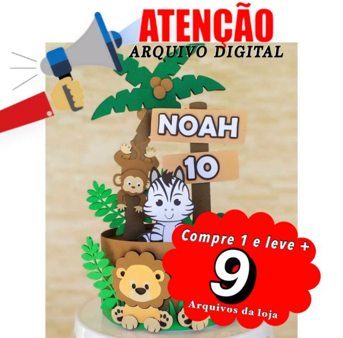 Arquivo de Corte Topo de Bolo - Safari 002 (camadas) - Imagem 3