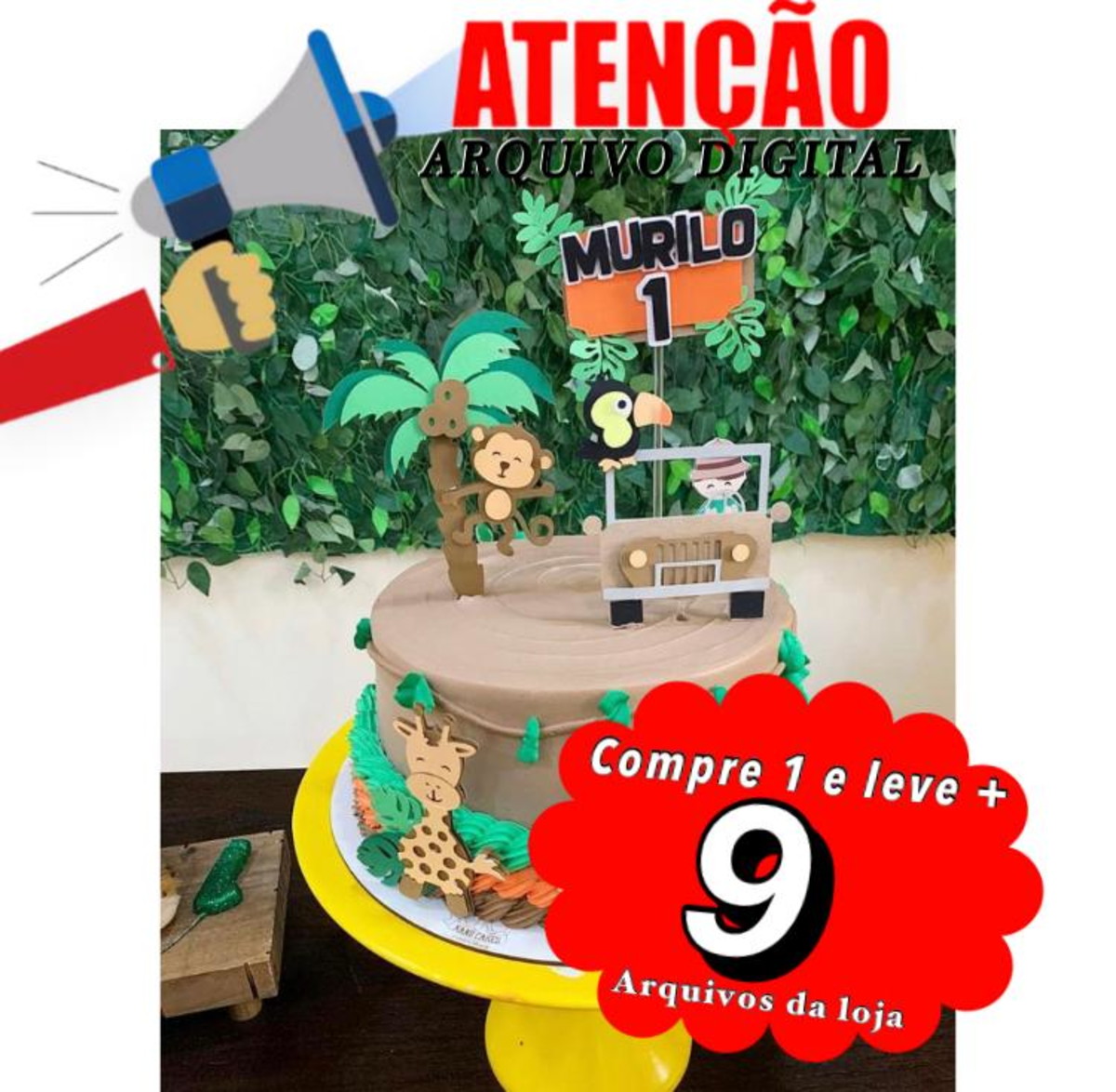 Arquivo de Corte Topo de Bolo - Safari 003 (camadas) - Imagem 3