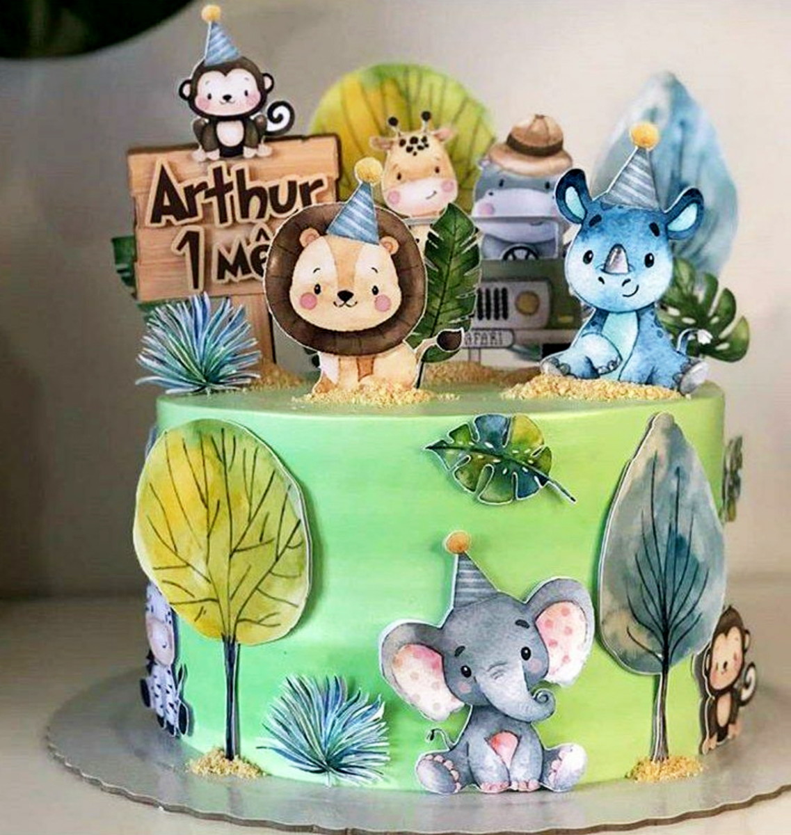 Studio/pdf Arquivo de Corte Topo de Bolo Safari Aquarela - Imagem 2