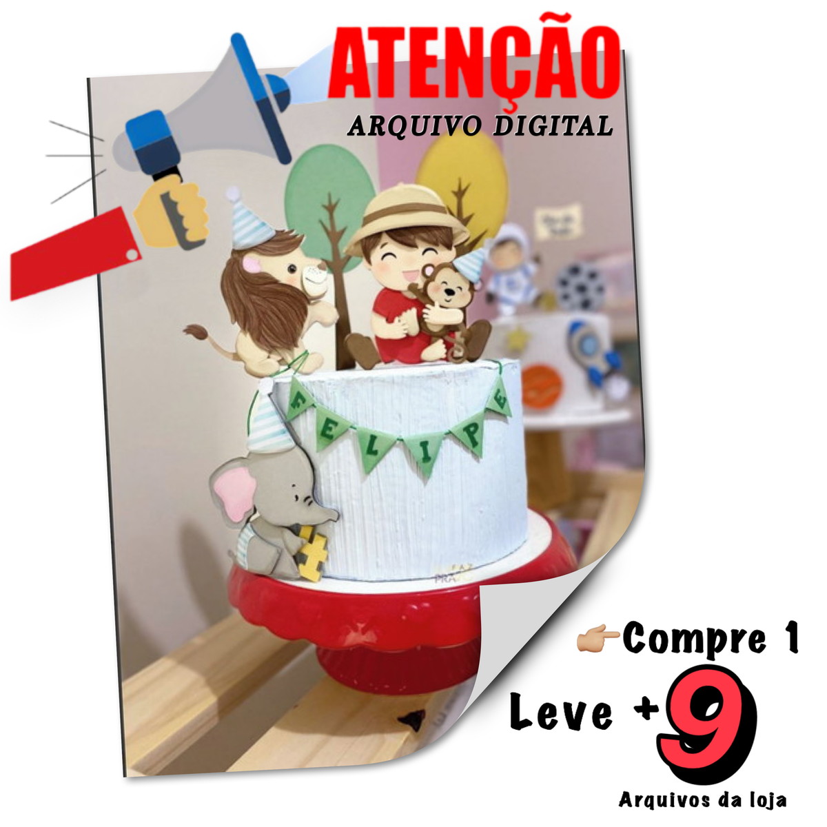 Arquivo de Corte Topo de Bolo - Safari Baby em Camadas