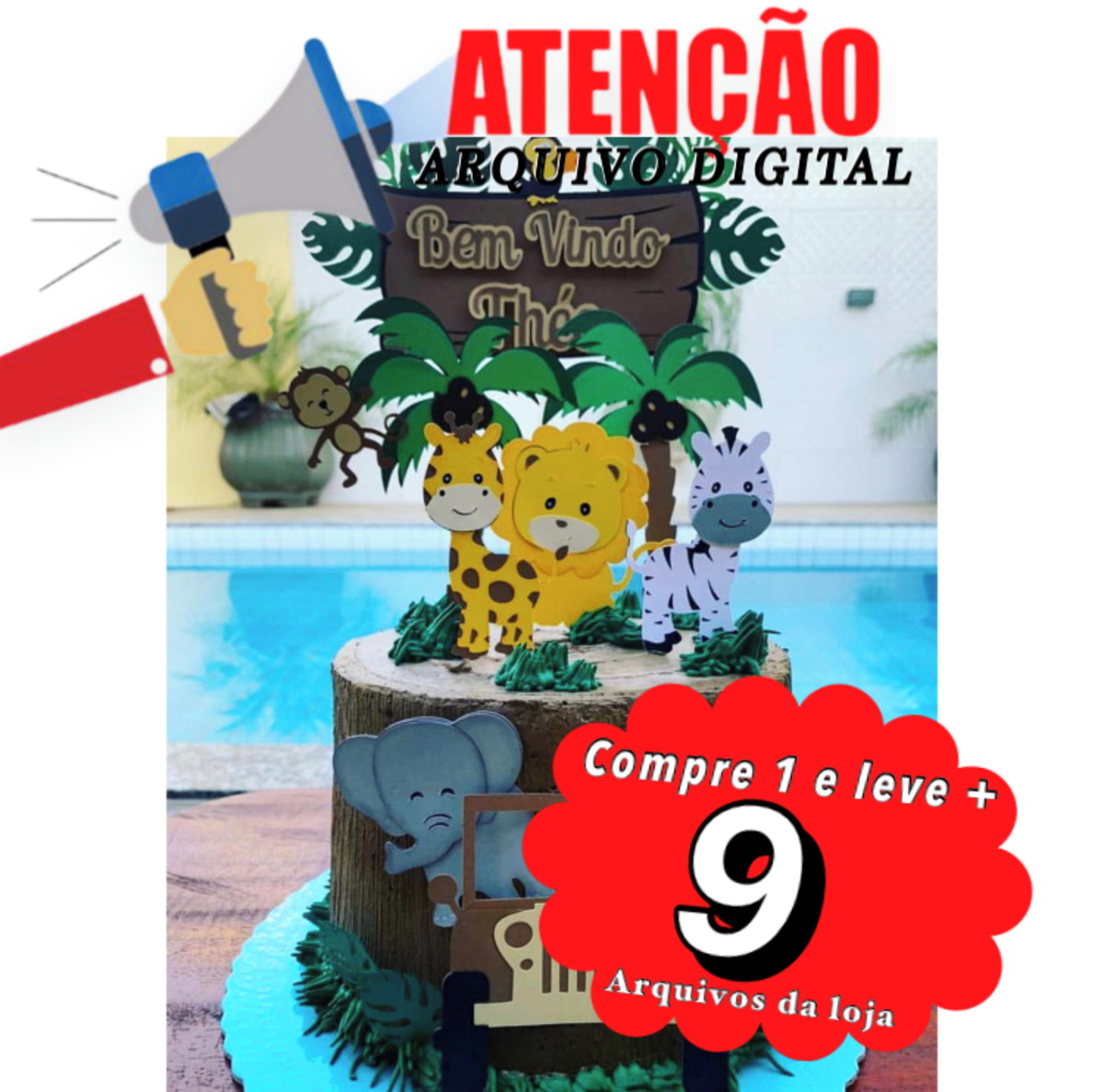 Arquivo de Corte Topo de Bolo - Safari Camadas - 001