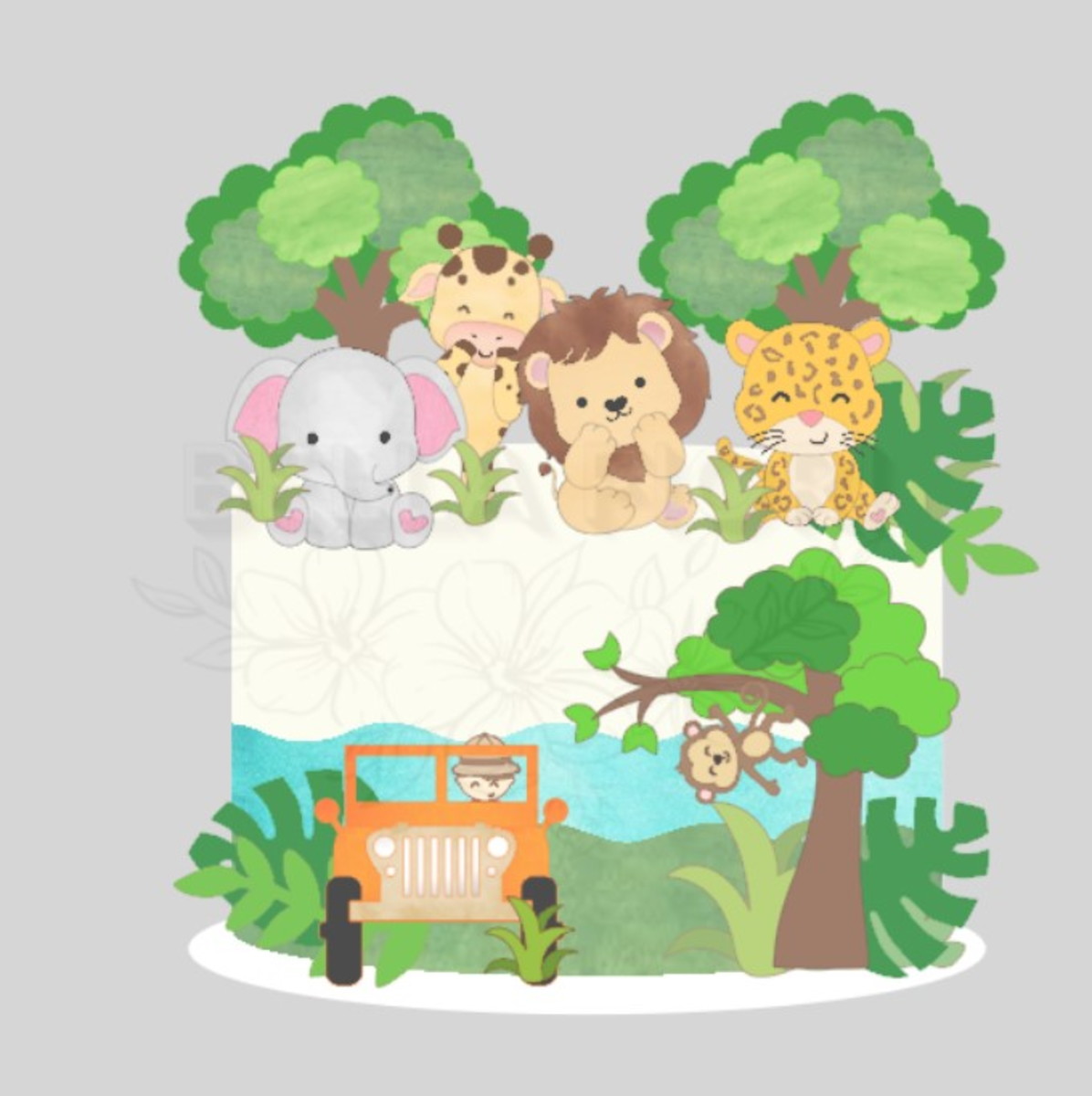 Arquivo de Corte Topo de Bolo Safari Cute 85 - Bf - Imagem 2